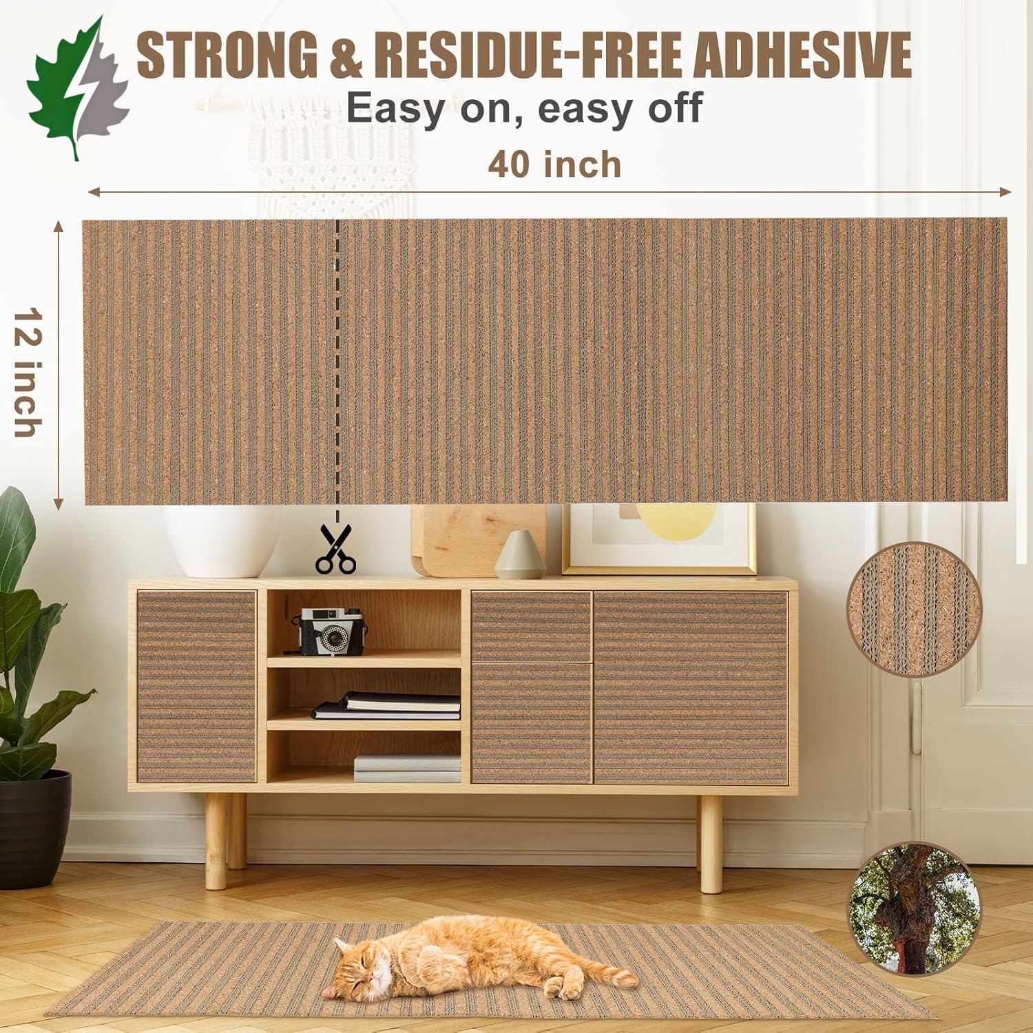 corkovia self adhesive cork cat scratch mat