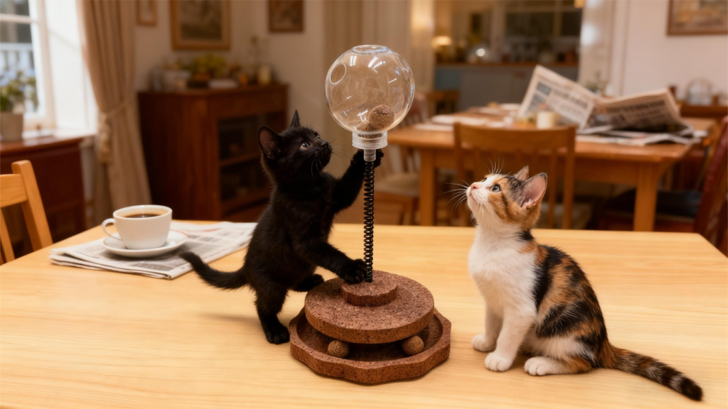 corkovia cork cat food puzzle feeder