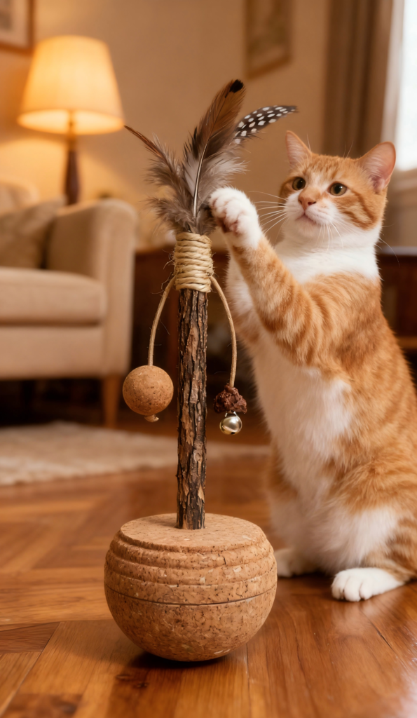 corkovia cork cat tumbler toy