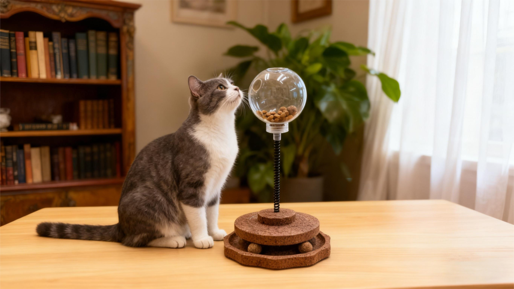 corkovia cork cat food puzzle feeder
