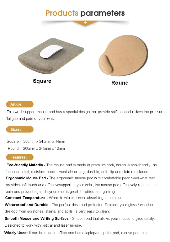 corkovia ergonomic mouse pad with wrist support