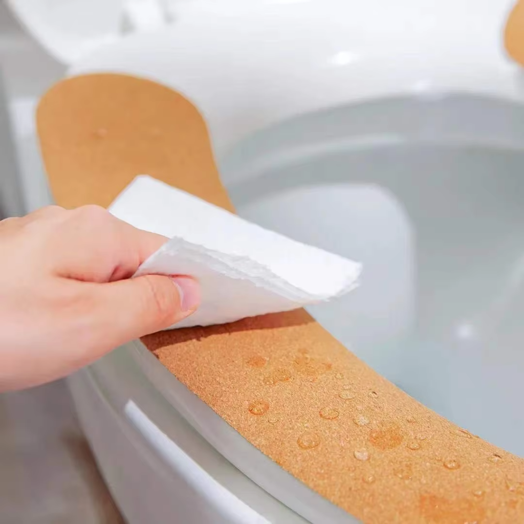 corkovia cork l shaped adhesive toilet mat